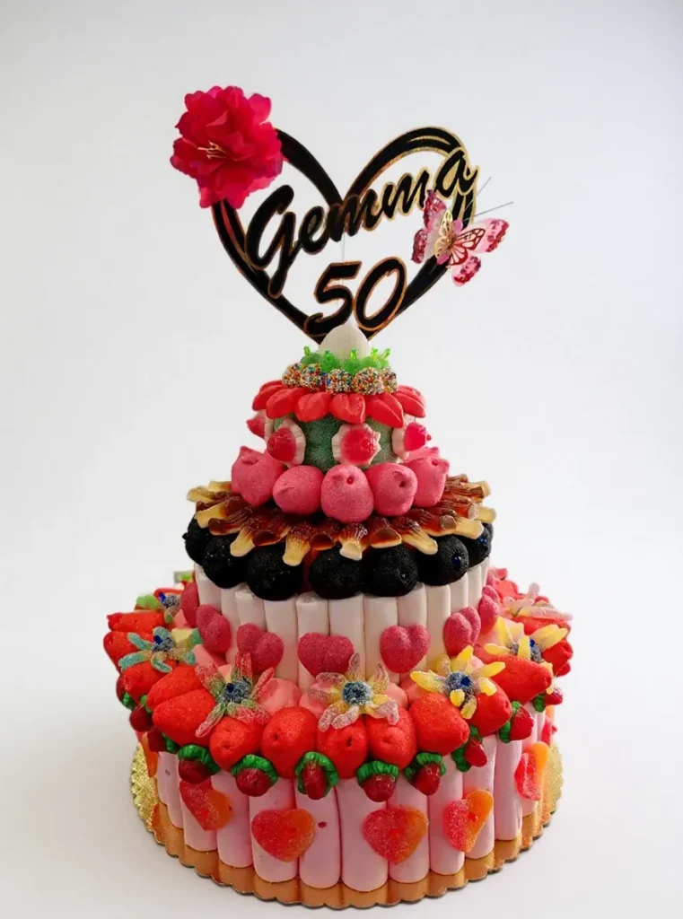 Pastel de chuches personalizado para 50 años